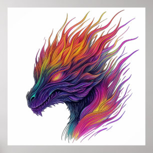 Poster Fiery Dragon Head