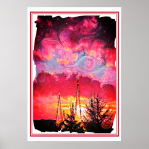 Poster Fiery Fantasy Sunset com Crystal TowArt