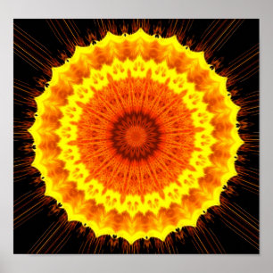 Pôster Fiery Flower Mandala