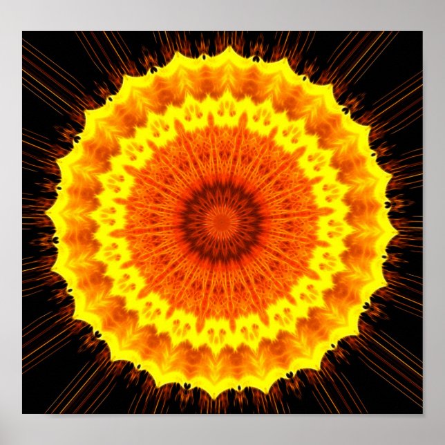 Pôster Fiery Flower Mandala (Frente)