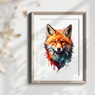 Poster Fiery Fox Beauty Watercolor Animal Wall Art