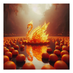 Pôster Fiery Swan: Uma Blaza de Elegância e 🦢 de Poder �