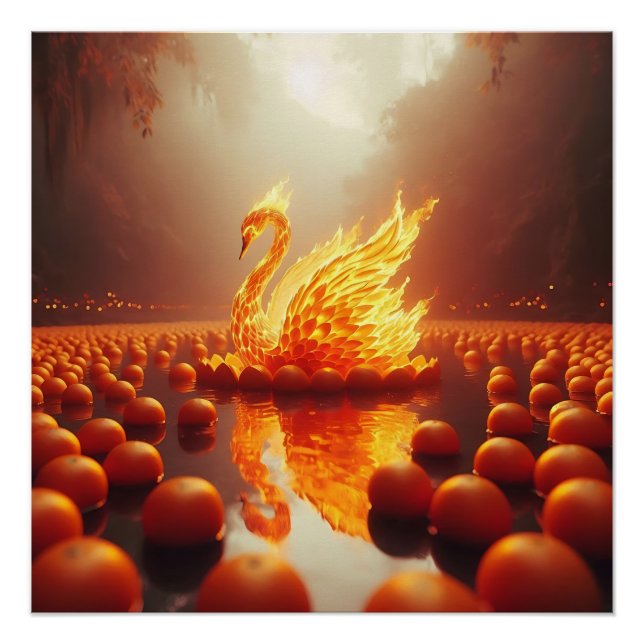 Pôster Fiery Swan: Uma Blaza de Elegância e 🦢 de Poder � (Frente)
