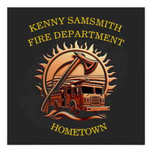 Pôster Fiery Valor Intriciou Design Heroica Do Caminhão D