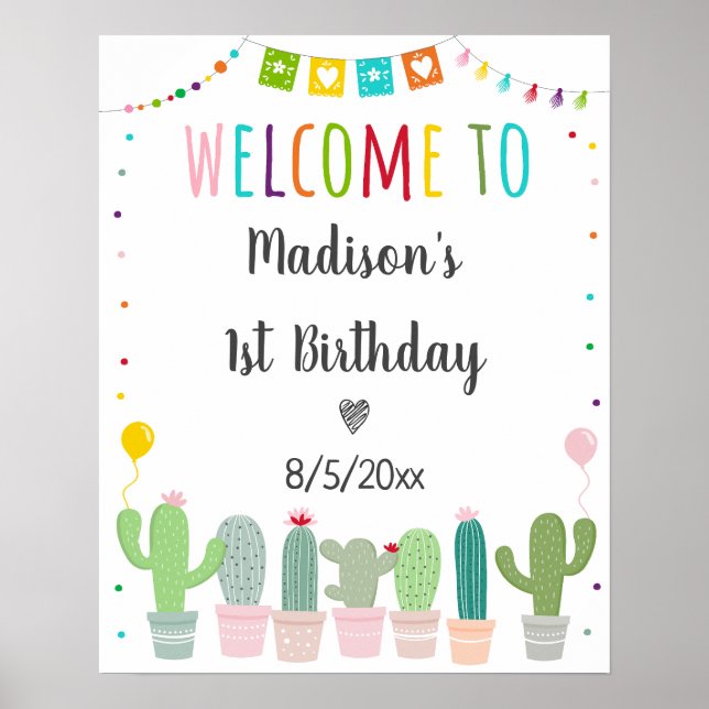 Poster Fiesta Cactus Girl Birthday (Frente)