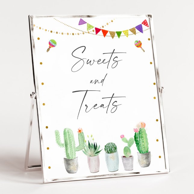 Poster Fiesta Cactus Sweets and Treats Birthday Sign (Criador carregado)