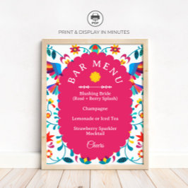 Poster Fiesta Cocktail Bar Menu Bridal Shower Sign