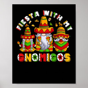 Poster Fiesta Com Meu Gnomigos Mexicanos Boho Rainbow