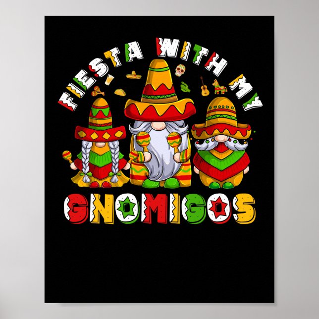 Poster Fiesta Com Meu Gnomigos Mexicanos Boho Rainbow (Frente)