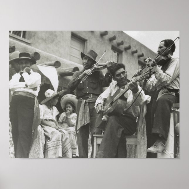 Poster Fiesta Mexicano Músicos Americanos Taos NM (Frente)