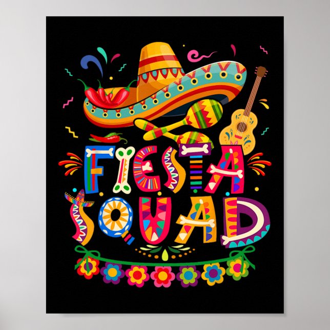 Poster Fiesta Squad Cinco De Mayo Tee Party Cinco Mexican (Frente)