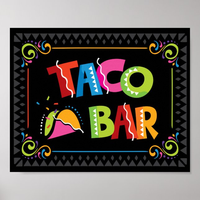 Poster Fiesta TACO BAR Party Sign Print (Frente)