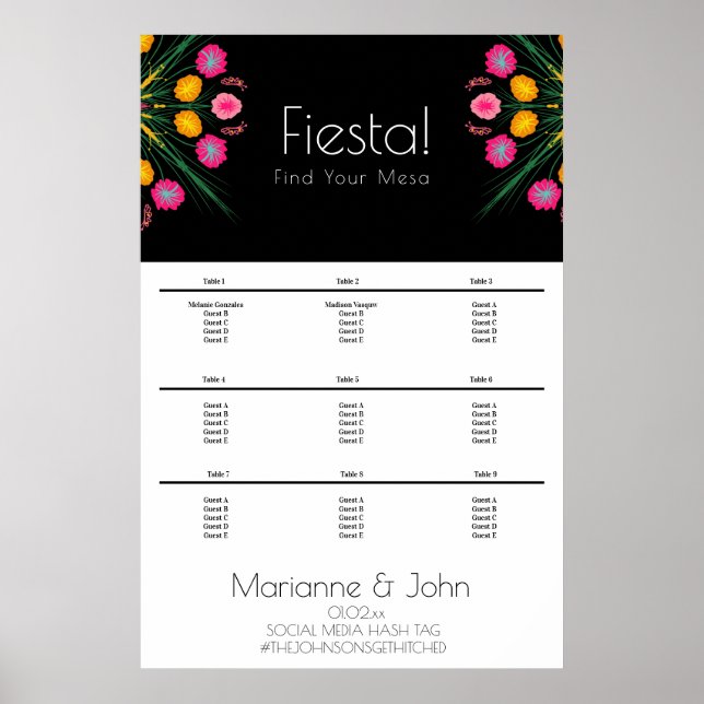 Poster Fiesta Wedthday - Gráfico Sentado Mexicano (Frente)