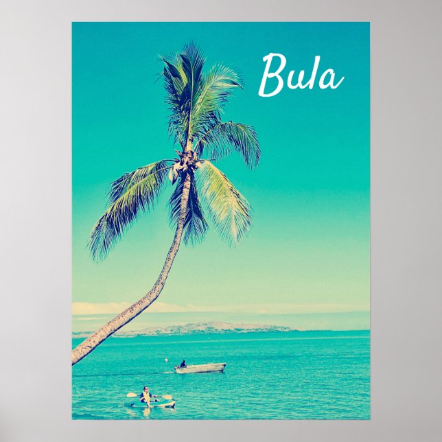 Poster FíFiji tropical bula-palmeiras retro-viagem impres (Frente)