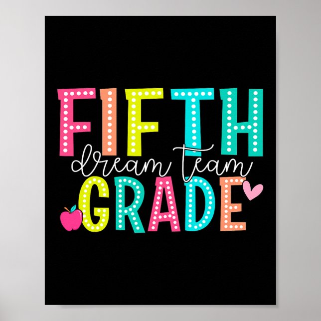 Poster Fifth Grade Dream Team Back To School 5th Grade Te (Frente)