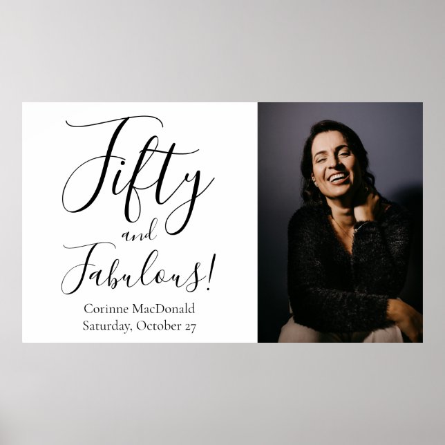 Poster Fifty and Fabulous Bold Photo 50th Birthday Party (Frente)