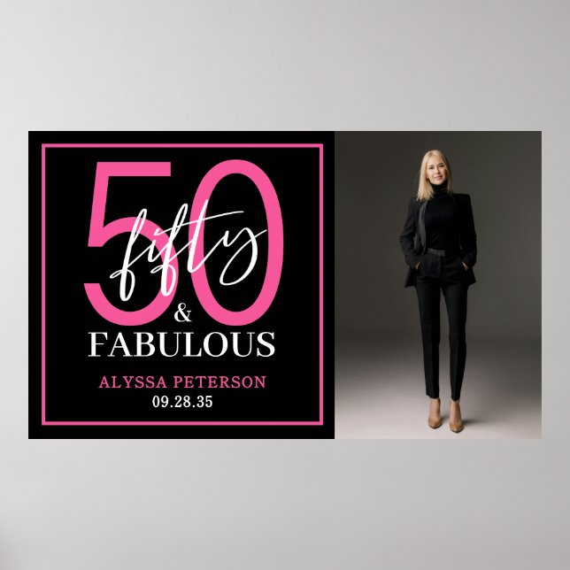 Poster Fifty and Fabulous Photo 50th Birthday Party (Frente)