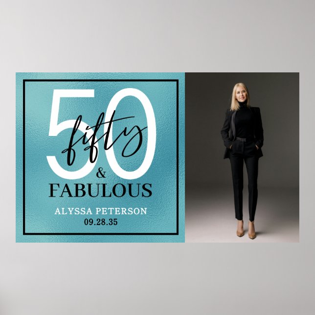 Poster Fifty and Fabulous Photo 50th Birthday Party (Frente)