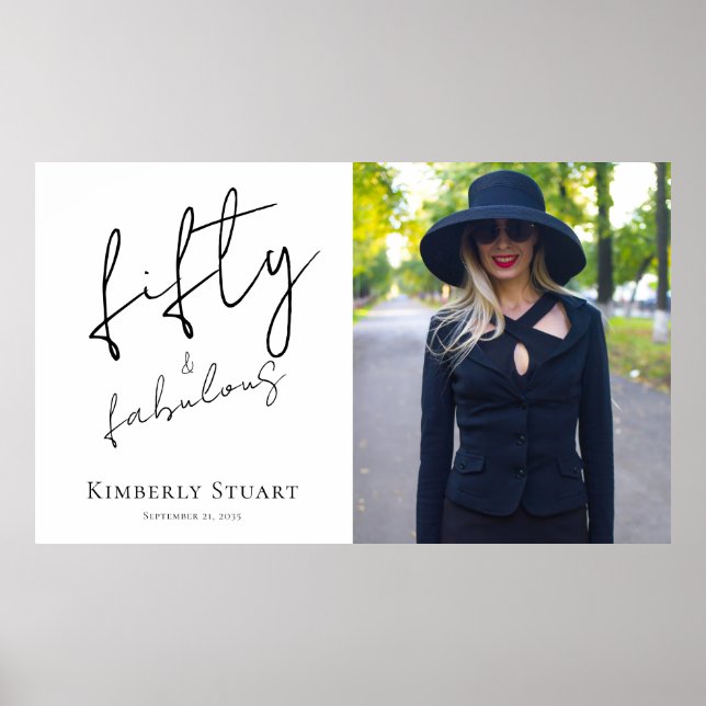 Poster Fifty and Fabulous Photo 50th Birthday Party  (Frente)