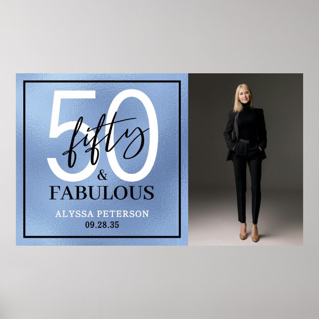 Poster Fifty and Fabulous Photo 50th Birthday Party (Frente)