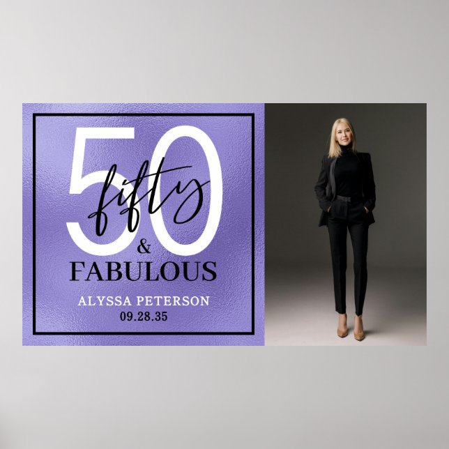 Poster Fifty and Fabulous Photo 50th Birthday Party (Frente)