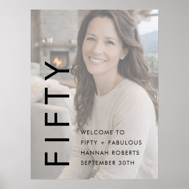 Poster Fifty and Fabulous Photo 50th Birthday Party (Frente)