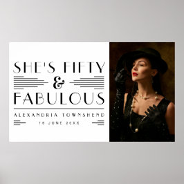 Poster Fifty & Fabulous Art Deco Photo 50th Birthday
