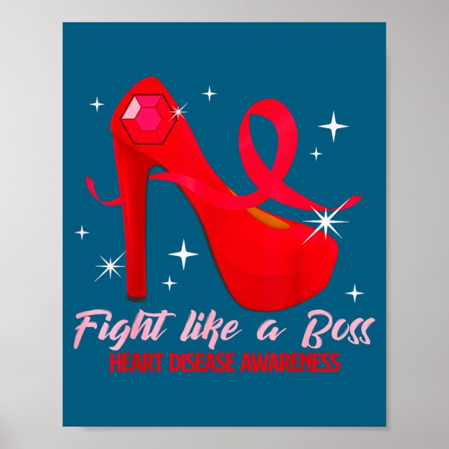 Poster Fight Like A Boss Heart Health Heart Disease Aware (Frente)