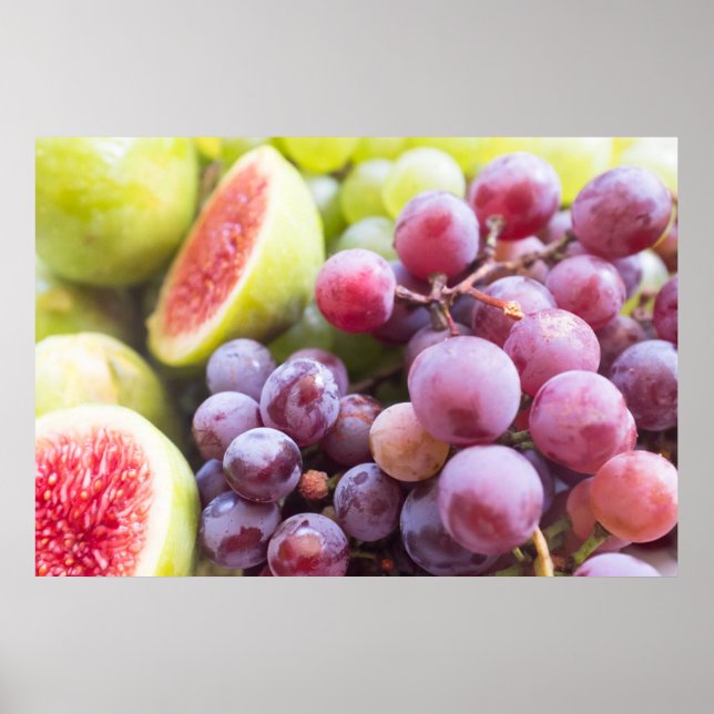 Pôster Figos frescos e uvas (Frente)