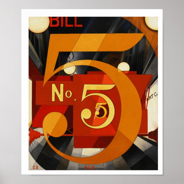 Pôster Figura 5 em Dourado por Charles Demuth (Frente)