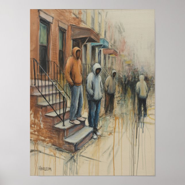 Poster Figura de capuz de Harlem Pintura (Frente)