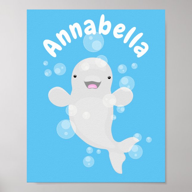 Poster Figura de desenho animado de bolhas de baleia belu (Frente)
