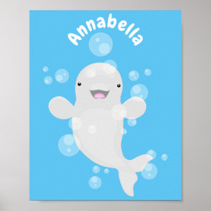 Poster Figura de desenho animado de bolhas de baleia belu