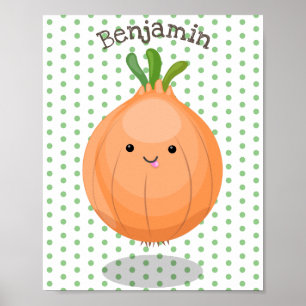 Poster Figura de desenho animado verde de cebola castanho