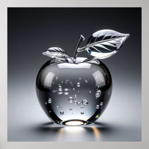Poster Figura de Maçã de Cristal com Design Transparente
