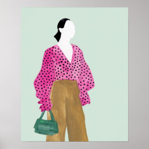 Poster Figura de Moda de Pé - Parte Superior da Bolinhas