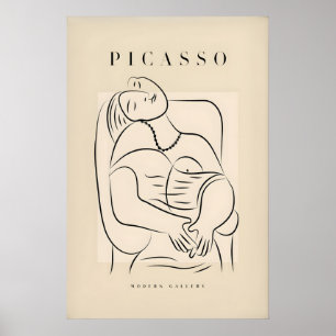 Poster Figura de Mulher Reclinada Picasso Colar Linha Art
