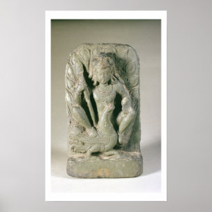 Pôster Figura de Skanda com seu pavão, colinas de Punjab