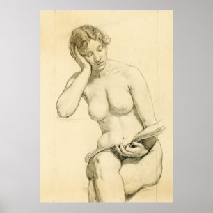 Pôster Figura desenho - leitura da mulher