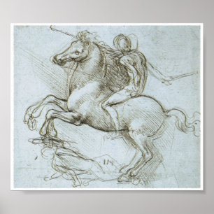 Pôster Figura em Horseback, Leonardo Da Vinci