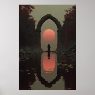 Poster Figura Encapuzada Arco Gótico Sol Sangue