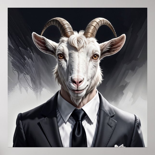 Poster Figura estilosa com chifres em traje formal artíst (Frente)