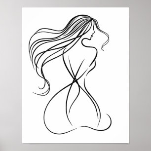 Poster "Figura feminina de arte em preto e branco