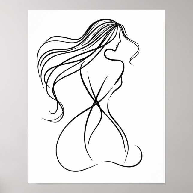 Poster "Figura feminina de arte em preto e branco (Frente)