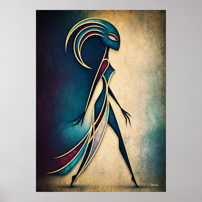 Poster Figura Geométrica Abstrata em Arte Deco para Pared (Frente)
