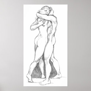 Pôster Figura Loving desenho do abraço do abraço do