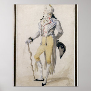 Pôster Figura masculina elegante, 1793 (lápis e w/c no p