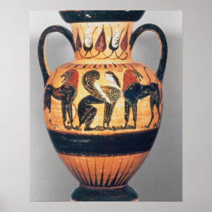 Pôster Figura preta amphora de Chalcidian que descreve