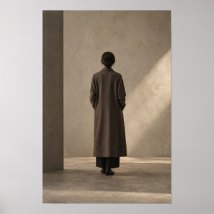 Poster Figura Solitária na Parede Interior Minimalista co
