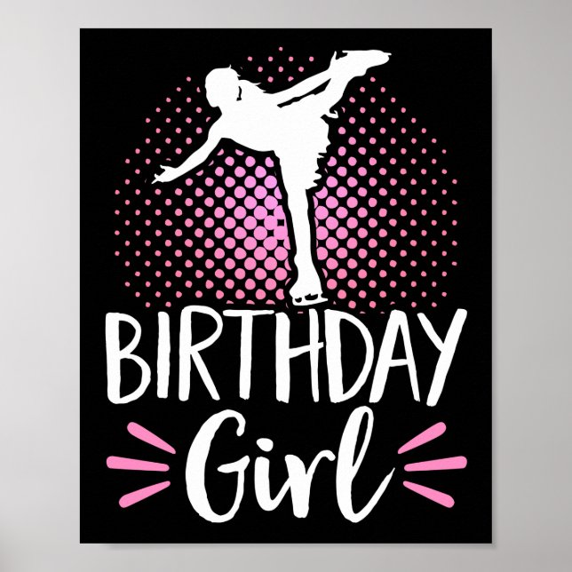 Poster Figure Skater Birthday Girl Ice Skating (Frente)